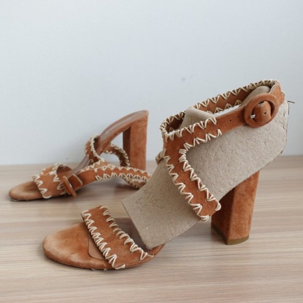 Leather Boho Chic Sandals Womens 8 39 BAGATT Brown Italian Coastal Heels‎ ITALY